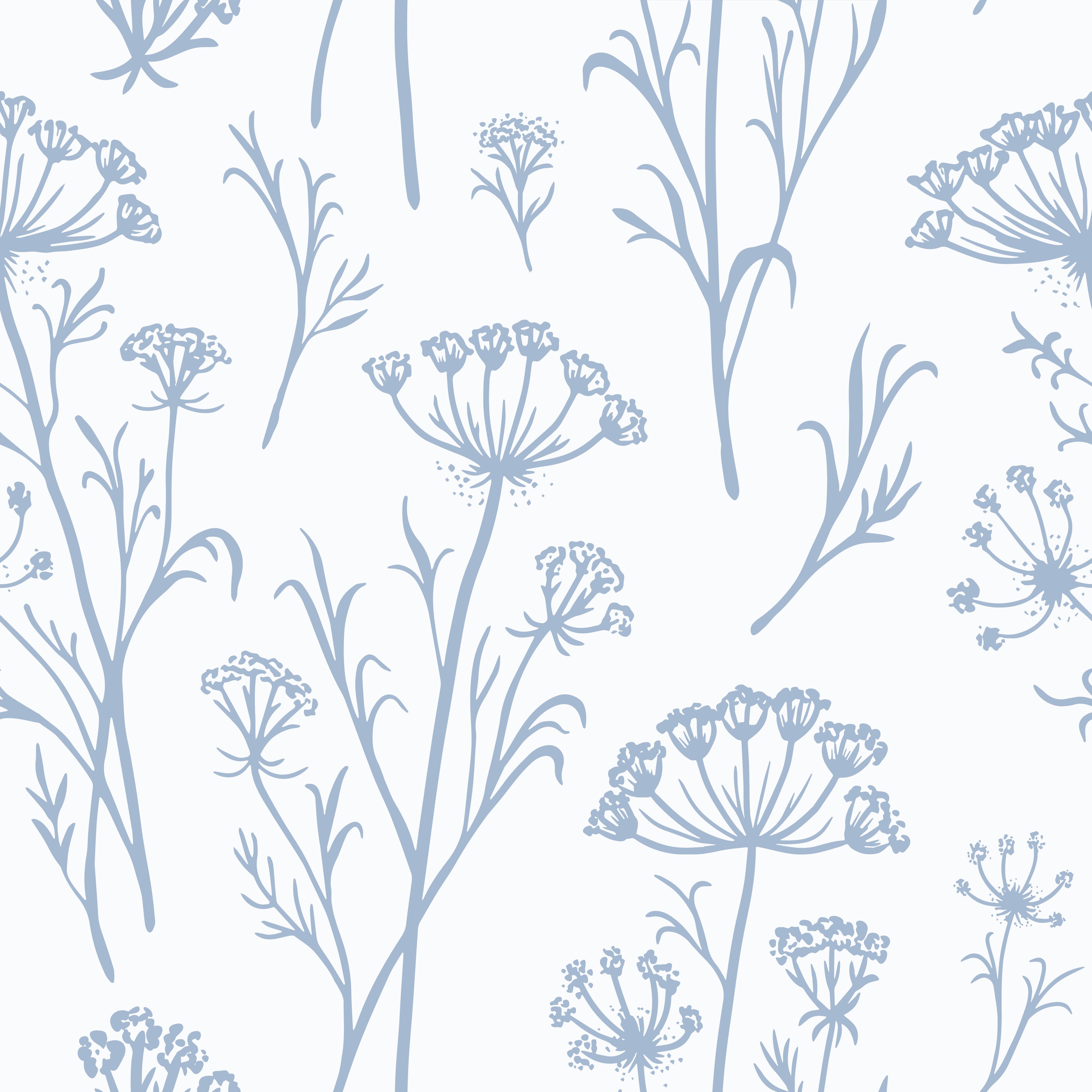 Blue floral pattern on a white background